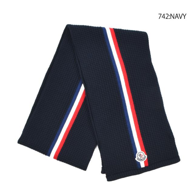 ☆MONCLER モンクレール マフラー トリコロール ネイビー MONCLER