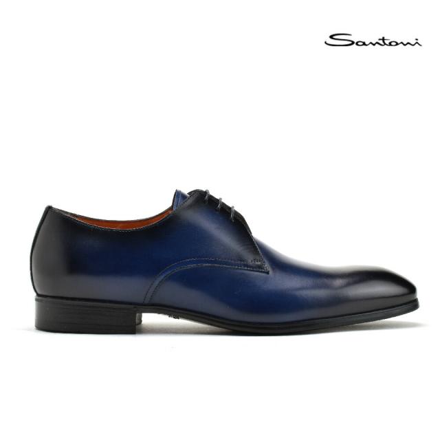 サントーニ ビジネスシューズ ドレスシューズ メンズ プレーントゥ 革靴 ブルー 青 Santoni MGSI15018SMOIPURU64 【送料無料】