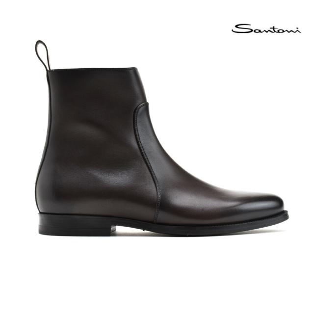 サントーニ Santoni MGMR15309SMOIIEOT53 BROWN ブーツ アンクルブーツ サイドジッパー ラウンドトゥ ブラウン メンズ【送料無料】