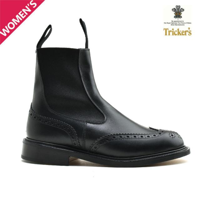 トリッカーズ チェルシーブーツ レディース サイドゴア ウイングチップ ブローグ ブラック 黒 TRICKER'S HENRY【送料無料】