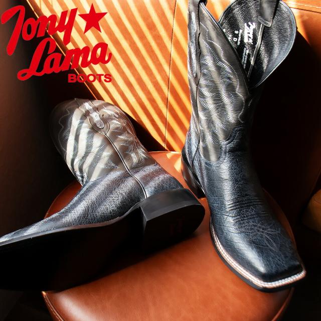 トニーラマ TONY LAMA ウエスタンブーツ メンズ ロングブーツ カウボーイブーツ 11 インチ ブーツ Dワイズ チャコール スクエアトゥ RANCHO GREY SMOOTH OSTRICH【送料無料】