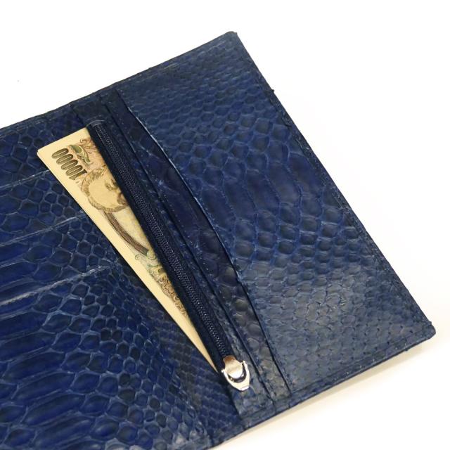 三つ折り財布 長財布 マチなし 薄型 ファスナー収納 パスポート 本革