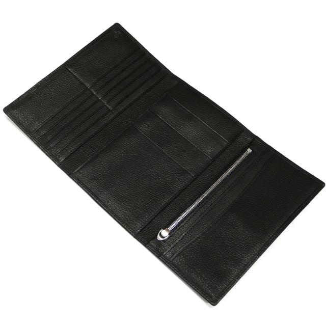 三つ折り財布 長財布 マチなし 薄型 ファスナー収納 パスポート 本革