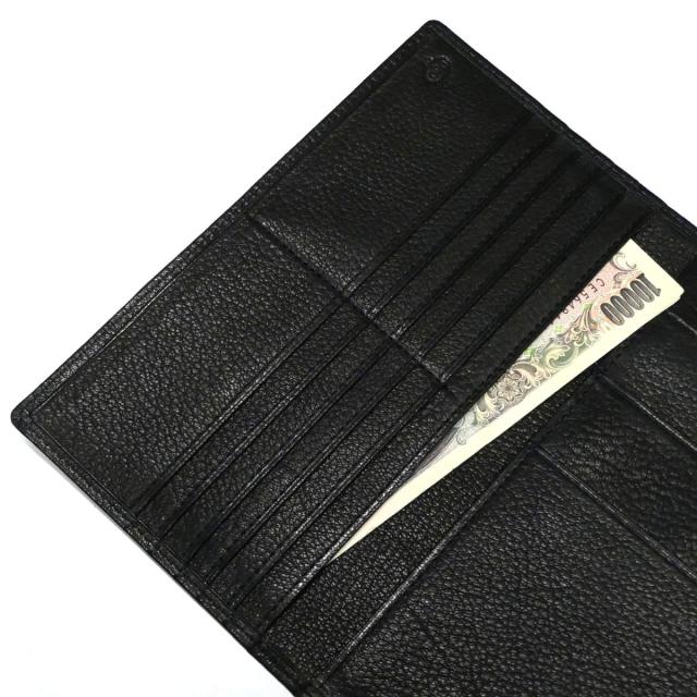 三つ折り財布 長財布 マチなし 薄型 ファスナー収納 パスポート 本革