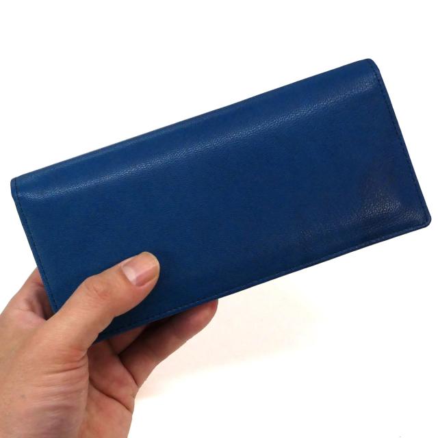 長財布 通しまち 小銭入れなし 本革 ヤギ革 山羊革 ゴートレザー キッド インディゴ 全２色_2