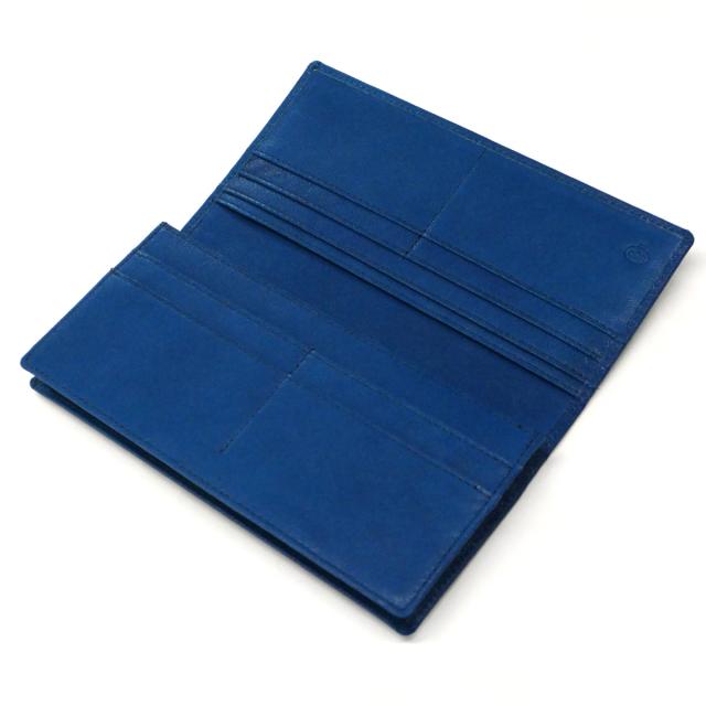 長財布 通しまち 小銭入れなし 本革 ヤギ革 山羊革 ゴートレザー キッド インディゴ 全２色_4