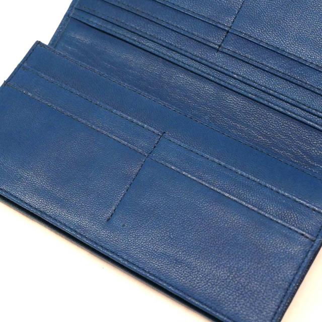 長財布 通しまち 小銭入れなし 本革 ヤギ革 山羊革 ゴートレザー キッド インディゴ 全２色_5