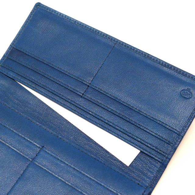長財布 通しまち 小銭入れなし 本革 ヤギ革 山羊革 ゴートレザー キッド インディゴ 全２色_6