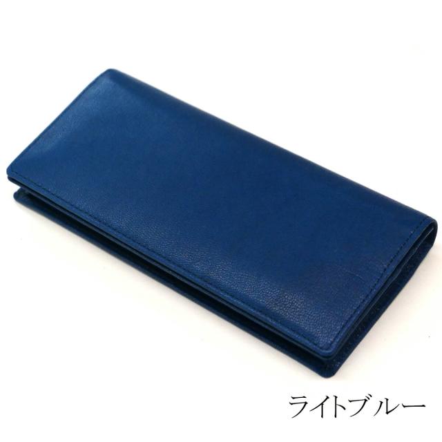 長財布 通しまち 小銭入れなし 本革 ヤギ革 山羊革 ゴートレザー キッド インディゴ 全２色_9