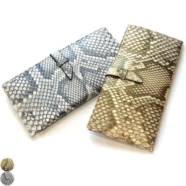 パイソン 財布 スリムウォレット ベルト差込型 長財布 スリム 薄型 軽い パイソン革 ヘビ革 モラレスパイソン革 パール