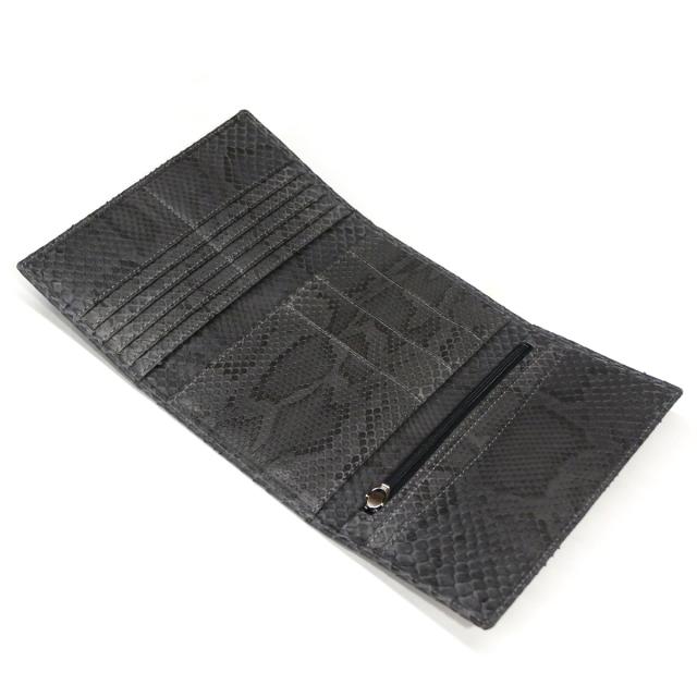 三つ折り財布 パイソン 財布 長財布 マチなし 薄型 ファスナー収納