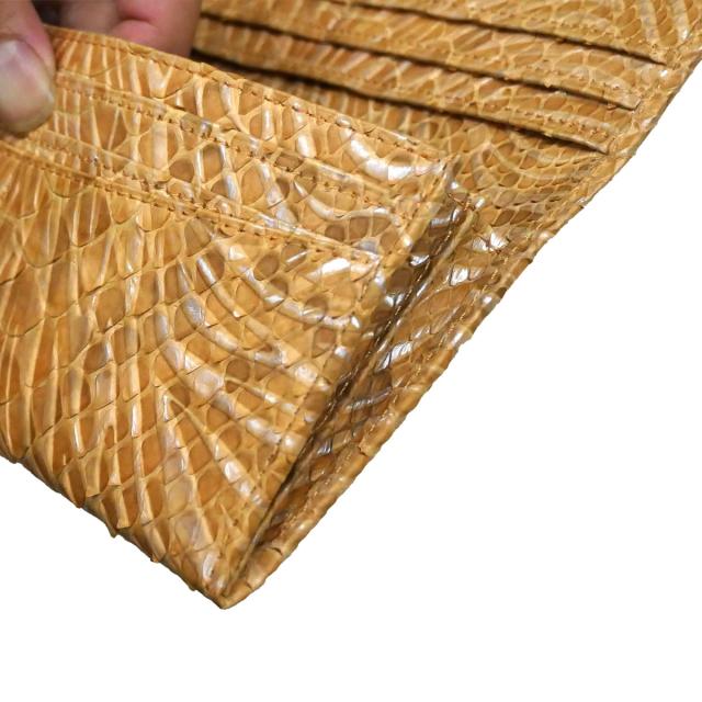 長財布 パイソン 財布 笹マチ型 小銭入れあり 無双仕様 本革 へび革