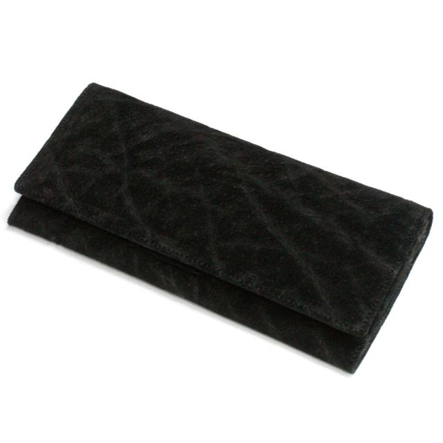 長財布 財布 笹マチ 長札 薄型 サイフ 象革 ゾウ革 エレファント レザー 小銭入れ有り ポケット収納 メンズ レディース 日本製 黒 ブラック