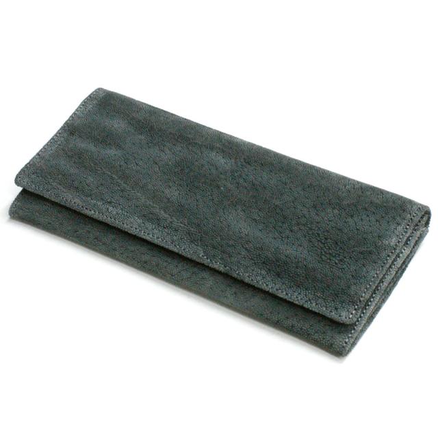 長財布 財布 笹マチ 長札 薄型 サイフ 象革 ゾウ革 エレファント レザー 小銭入れ有り ポケット収納 メンズ レディース 日本製 グレー