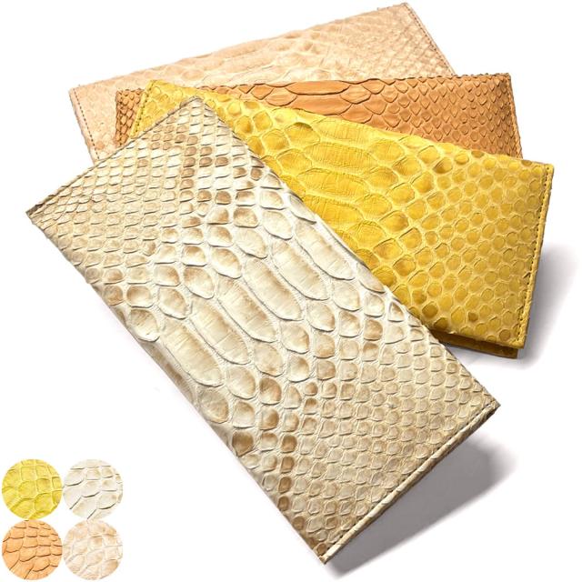 長財布 パイソン 財布 メンズ レディース 小銭入れなし マチなし スリム 薄い 薄型 本革 ハーフブリーチ