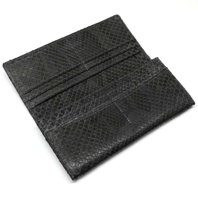 モラレス パイソン 財布 蛇革 へび革 長財布 笹マチ型 小銭入れなし チャコール グレー モラレス パイソン 財布 蛇革 へび革 長財布 笹マチ型 小銭入れなし