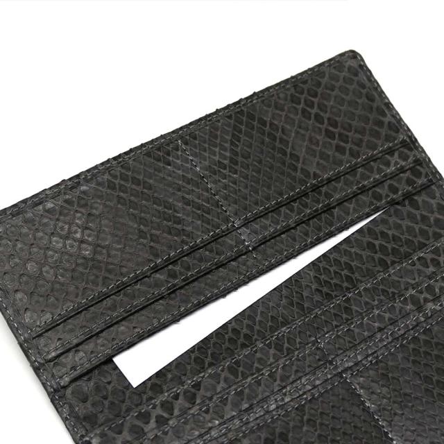 モラレス パイソン 財布 蛇革 へび革 長財布 笹マチ型 小銭入れなし チャコール グレー モラレス パイソン 財布 蛇革 へび革 長財布 笹マチ型 小銭入れなし