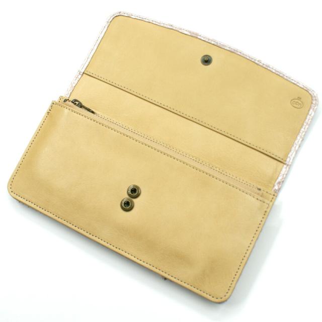 長財布 本革 パイソン 財布 レディース財布 ヘビ革 蛇革 レザー 牛革 Wホック留め ジャバラ 小銭入れあり カード収納 ポケット収納 長札 レザー財布 本革長財布 日本製 ペイズリー柄 ピンク_2
