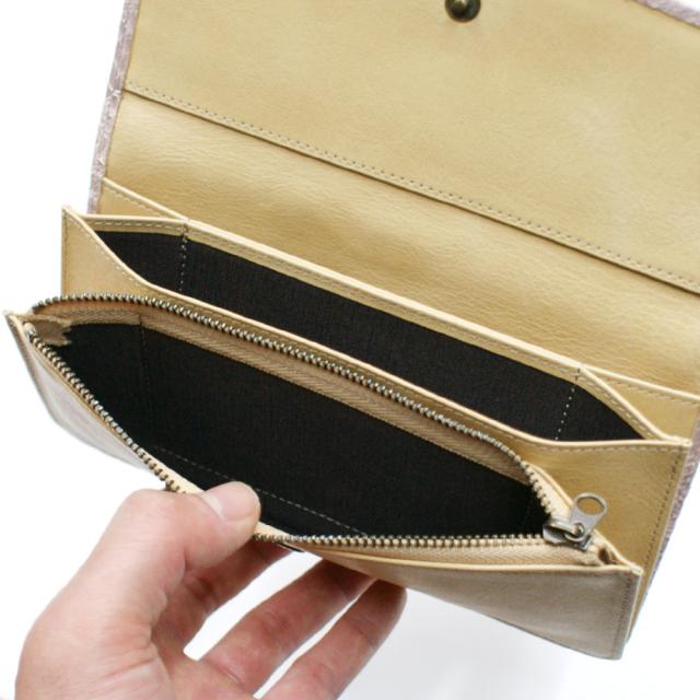 長財布 本革 パイソン 財布 レディース財布 ヘビ革 蛇革 レザー 牛革 Wホック留め ジャバラ 小銭入れあり カード収納 ポケット収納 長札 レザー財布 本革長財布 日本製 ペイズリー柄 ピンク_3