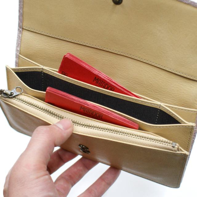 長財布 本革 パイソン 財布 レディース財布 ヘビ革 蛇革 レザー 牛革 Wホック留め ジャバラ 小銭入れあり カード収納 ポケット収納 長札 レザー財布 本革長財布 日本製 ペイズリー柄 ピンク_5