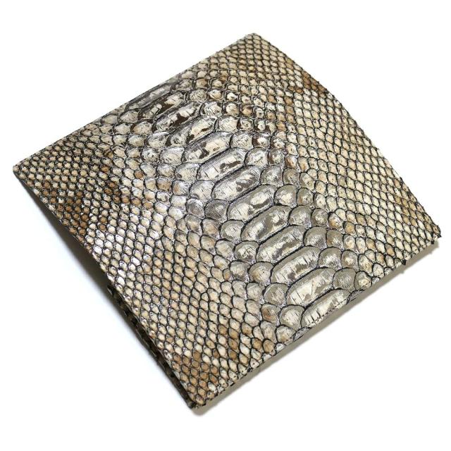 長財布 メンズ レディース 本革 長札 パイソン 財布 ロング ウォレット パイソン革 蛇革 へび革 通しまち型 小銭入れ付 カード収納 日本製 (P13) ラスター ベージュ 2