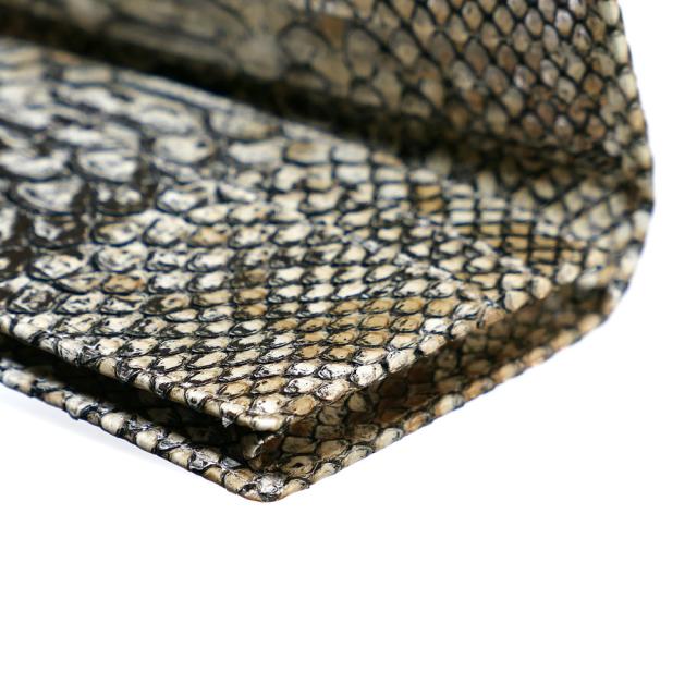 長財布 メンズ レディース 本革 長札 パイソン 財布 ロング ウォレット パイソン革 蛇革 へび革 通しまち型 小銭入れ付 カード収納 日本製 (P13) ラスター ベージュ 2