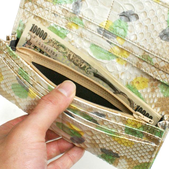 長財布 パイソン 財布 メンズ レディース 笹マチ型 小銭入れあり 無双