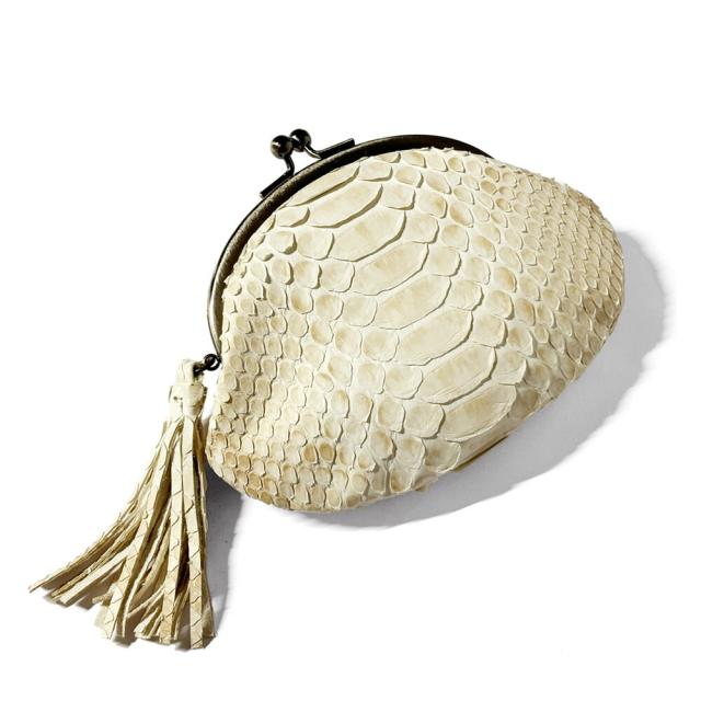 がま口 口金 がま口財布 レディース メンズ 本革 パイソン ハーフブリーチ