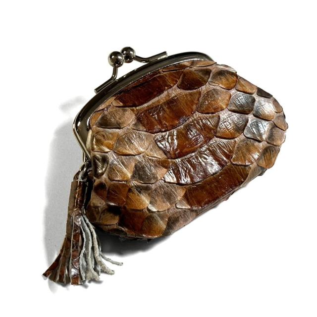 ミニがま口 がま口 口金 がま口財布 レディース メンズ 本革 パイソン ハードシェード