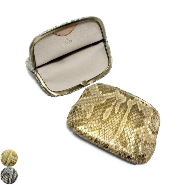 天溝がま口 がま口 がま口ポーチ がま口小物入れ 天溝押口 天溝 口金 薄型 薄い スリム 日本製 本革 パイソン モラレス パール