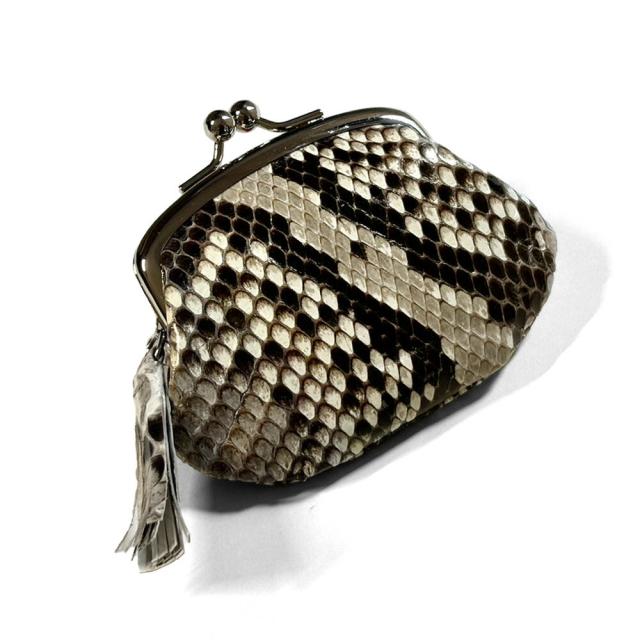 ミニがま口 がま口 口金 がま口財布 レディース メンズ 本革 パイソン グレージング ナチュラル