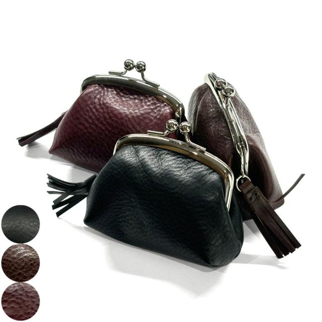 がま口 口金 がま口財布 底マチ レディース メンズ 本革  牛革 イタリアンレザー シュリンク ネブラスカ