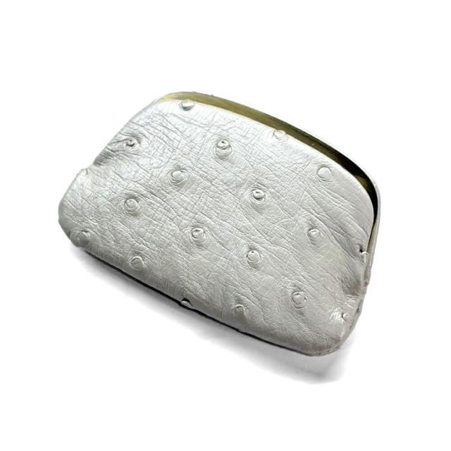 天溝がま口 小銭入れ 極薄 極薄がま口  天溝押口 天溝 口金 薄型 薄い スリム コンパクト ケース コンパクト財布 日本製 本革 レディース  本革 オーストリッチ ホワイト