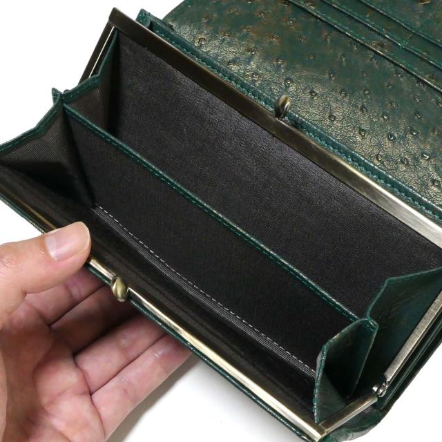 がま口長財布 レディース 長財布 ガマ口財布 オーストリッチ革 駝鳥革