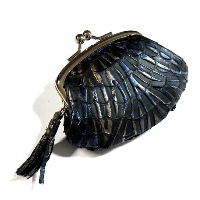 ミニがま口 がま口 口金 がま口財布 レディース メンズ 本革 パイソン ウェーブ柄