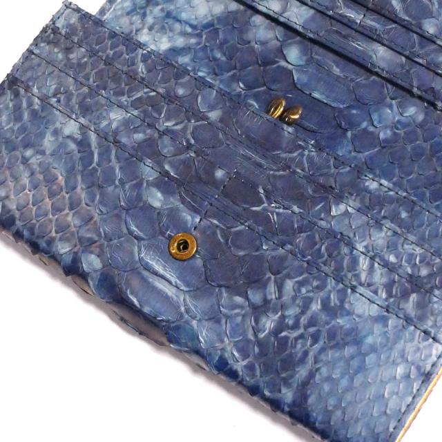 パイソン 財布 がま口 長財布 かぶせ型 / 本革 パイソン革