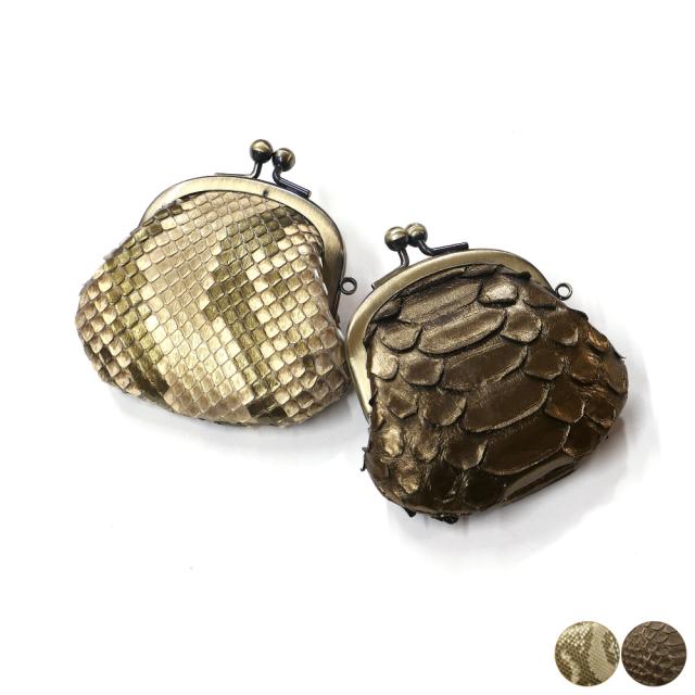 ケース がま口 レディース コンパクト mini 小さい 小銭入れ がま口財布 パイソン 蛇革 ヘビ革 本革 レザー 財布 さいふ 日本製 ブロンズ 各色 ベージュ チョコ