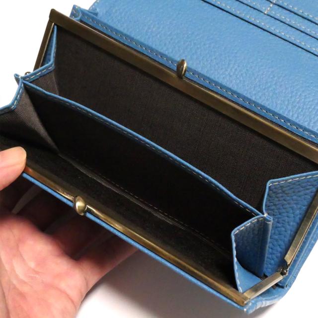 がま口 長財布 かぶせ型 / 本革 牛革 ブラウニー_6