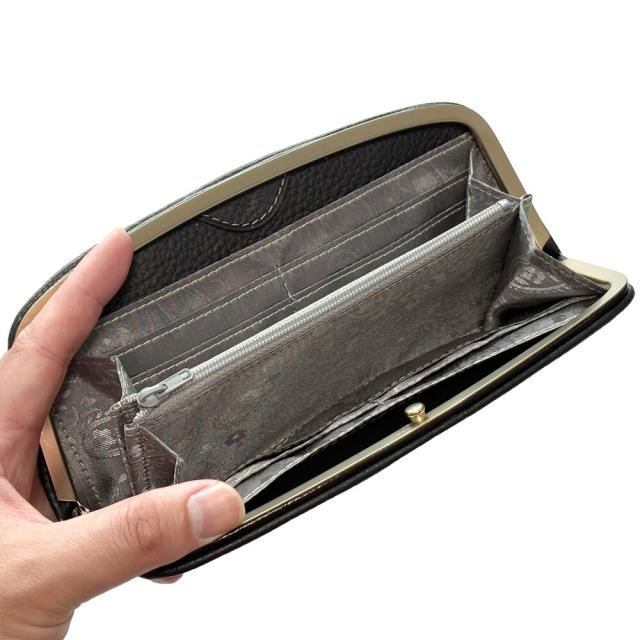 天溝がま口 長財布 がま口 がま口長財布 財布 がま口財布 天溝押口 くし型 天溝 口金 薄型 薄い スリム 日本製 本革 レディース 本革 牛革 シュリンク ブラウニー_5