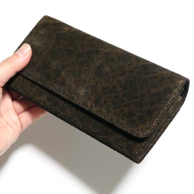 がま口 長財布 かぶせ型 / 本革 象革 エレファントレザー_2