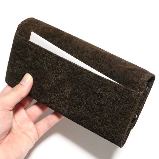がま口 長財布 かぶせ型 / 本革 象革 エレファントレザー_3