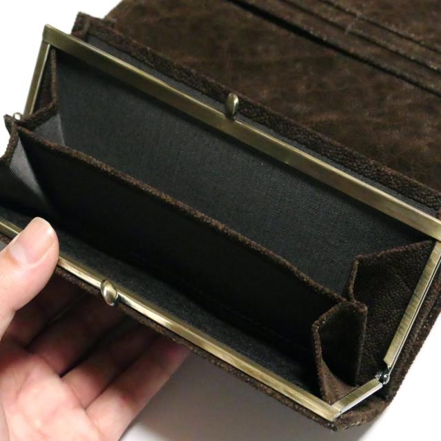 がま口 長財布 かぶせ型 / 本革 象革 エレファントレザー_7