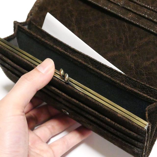 がま口 長財布 かぶせ型 / 本革 象革 エレファントレザー_8