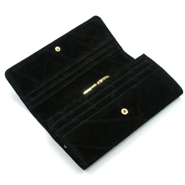 がま口長財布 レディース 長財布 ガマ口財布 象革 ゾウ革 エレファント 無双仕様 本革 本皮 レザー 財布 さいふ サイフ 女性 大容量 長札 口金 日本製 ブラック 黒_1