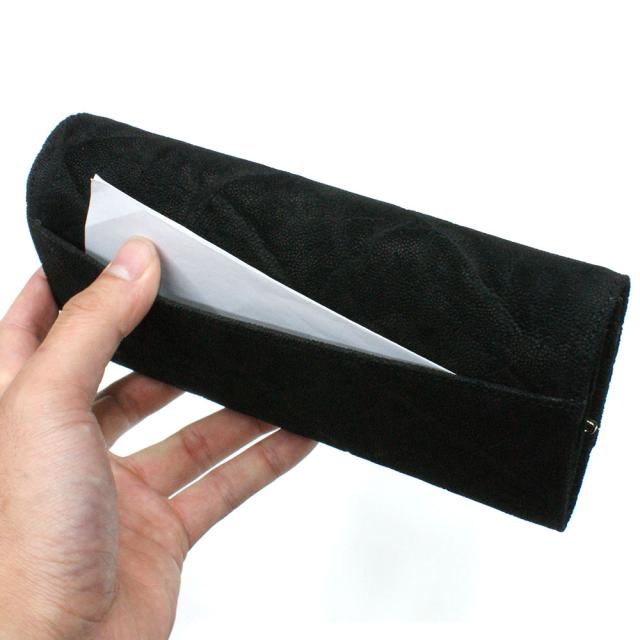 がま口長財布 レディース 長財布 ガマ口財布 象革 ゾウ革 エレファント 無双仕様 本革 本皮 レザー 財布 さいふ サイフ 女性 大容量 長札 口金 日本製 ブラック 黒_4