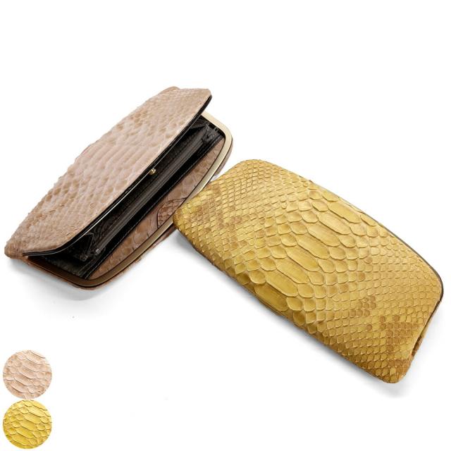 天溝がま口 長財布 がま口 がま口長財布 財布 がま口財布 天溝押口 くし型 天溝 口金 薄型 薄い スリム 日本製 本革 レディース 本革 パイソン 財布 ハーフブリーチ