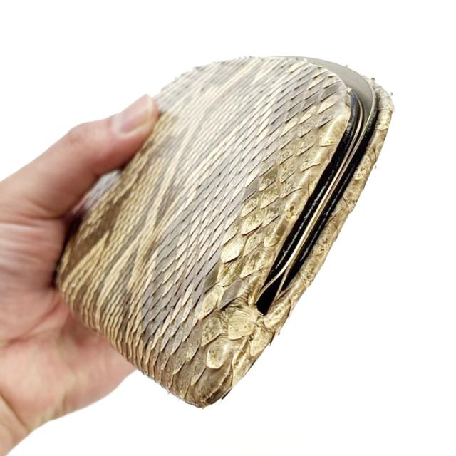 天溝がま口 長財布 がま口 がま口長財布 財布 がま口財布 天溝押口 くし型 天溝 口金 薄型 薄い スリム 日本製 本革 レディース 本革 パイソン 財布 モラレス パール_2