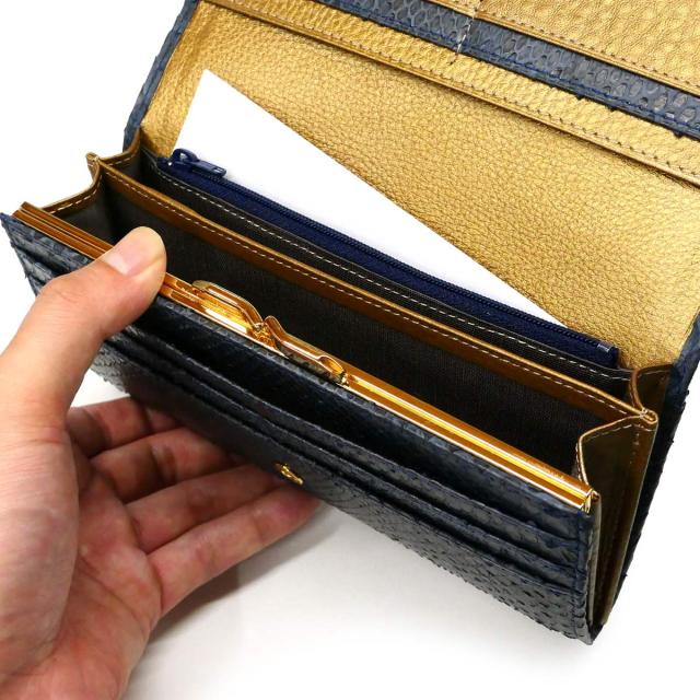 パイソン 財布 がま口 長財布 がま口財布 かぶせ レディース 本革 モラレスパイソン ヘビ革 蛇革 へび革 マット２-２_6