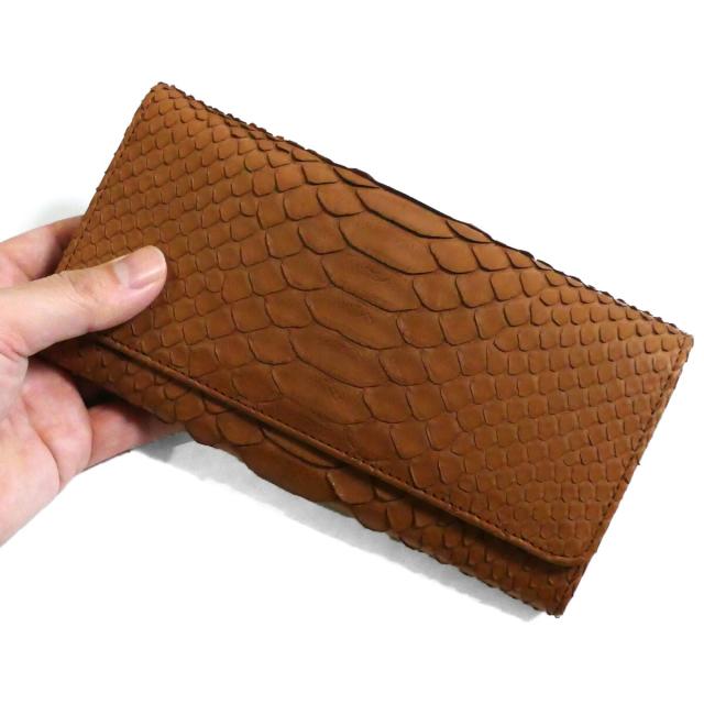 パイソン 財布 がま口 長財布 かぶせ型 / 本革 パイソン革 ダイヤモンドパイソン マット_2