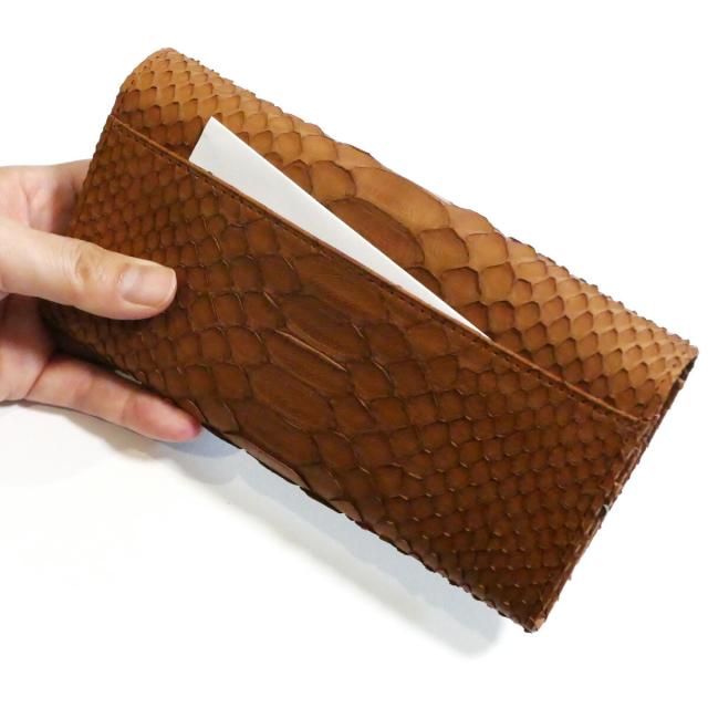 パイソン 財布 がま口 長財布 かぶせ型 / 本革 パイソン革 ダイヤモンドパイソン マット_3